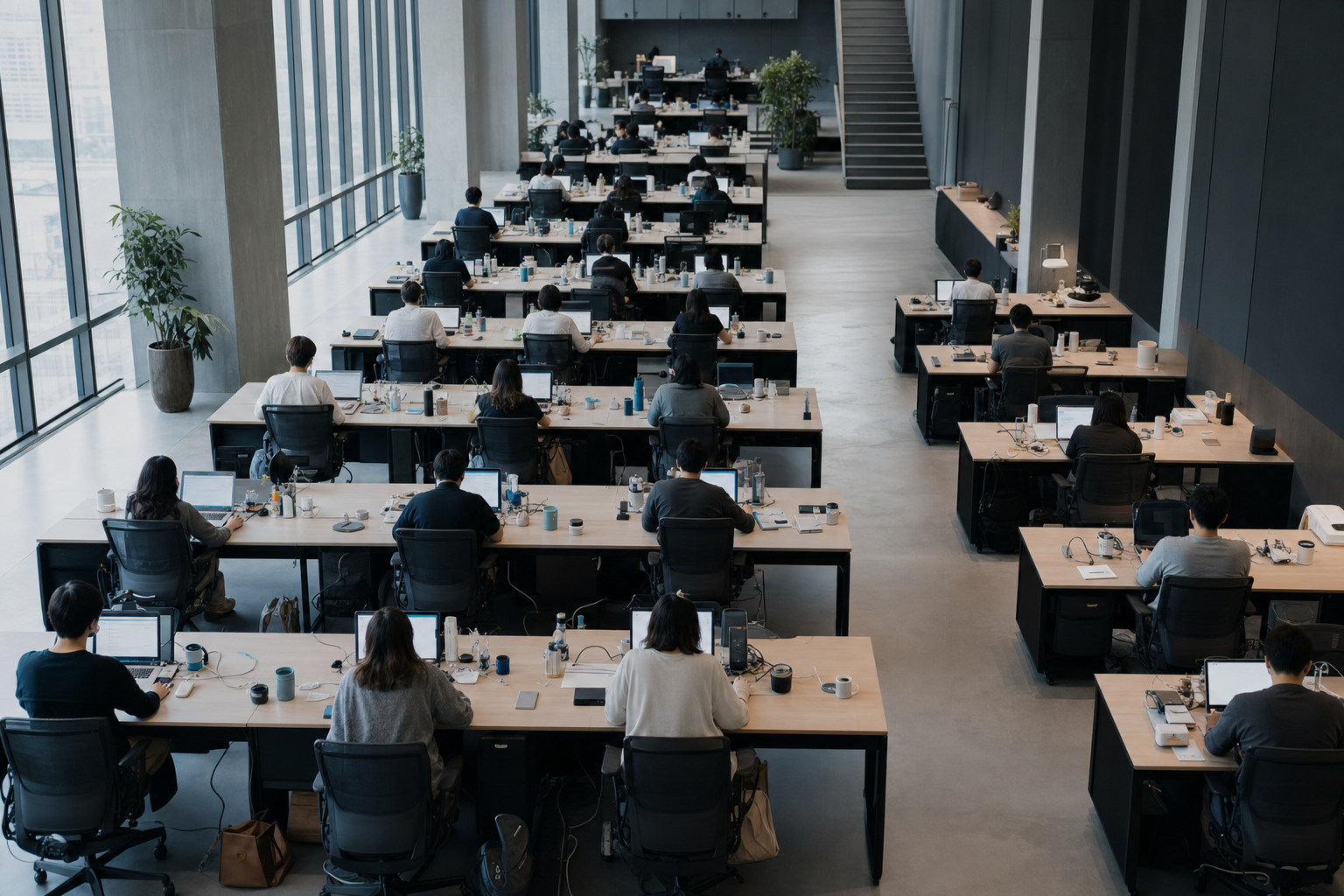 全社でAIに取り組む大人数のオフィス